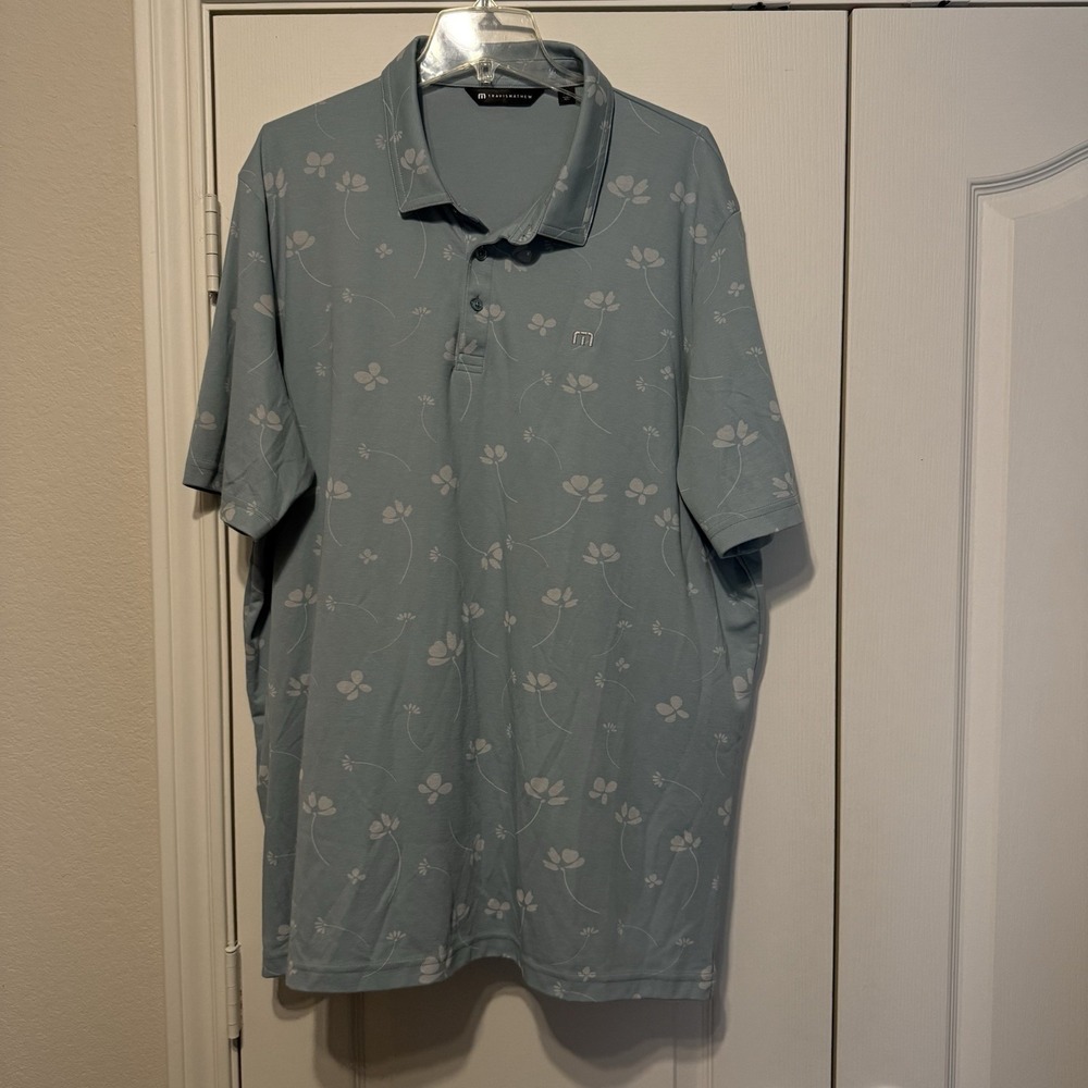 Travis Mathew Blue Floral Polo Shirt - Picture 2 of 6